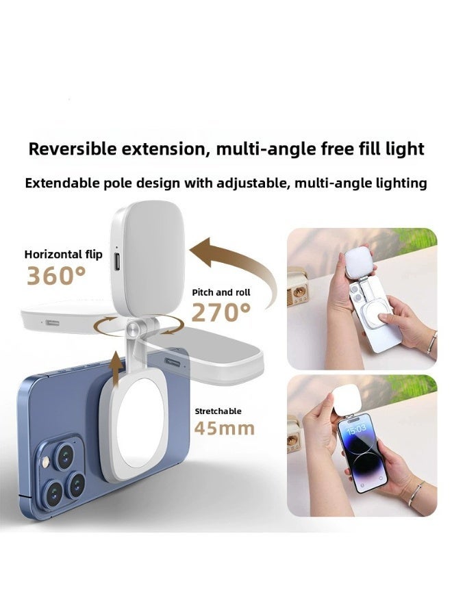 Foldable Magnetic Phone Fill Light with Built-in Vanity Mirror – Portable Beauty Light for Photography, Selfies & Live Stream Ambiance - Image 4